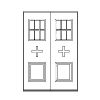 6-lite over 1-Panel double doors with cross
Panel- Raised
Glazing- IG