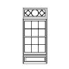 6 lite over 6 lite Double Hung with decorative 11 lite transom
raised, panel, knee wall