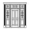 4-Panel door with 6-Lite over single panel sidelites and 8-Lite transom
Panel- Raised
Glazing- TDL