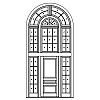 3-Panel door with 8-Lite sidelites and half-round transom
Panel- Raised
Glazing- SDL