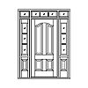 4-Panel door with 3-Lite with shelf over single panel sidelites and 5-Lite 3-part transom
Panel- Raised
Glazing- SDL