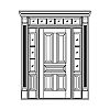 5-Panel door with 3-Lite over single panel sidelites and 6-Lite transom
Panel- Raised
Glazing- SDL