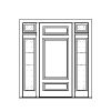 3-Panel single door with 31-Lite sidelites and 2 part- 8-Lite transom
Panel- Raised
Glazing- Leaded, decorative