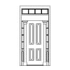 4-Panel single door with 4-Lite over single panel sidelites and 4-Lite over single panel transom, half columns
Panel- Raised
Glazing- IG