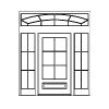 6-lite over 1-Panel single door with 6-Lite sidelites and 12-Lite arched transom, ellipse
Panel- Raised
Glazing- IG