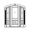 Single Lite over 2-panel segment top door with single lite over single panel segment top sidelites
Panel- Raised
Glazing- IG with segment top